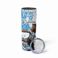 Personalized La Seleccion Argentina Soccer Skinny Tumbler Football Sun Of May Athletic Horse Mascot - Distressed Grunge Art
