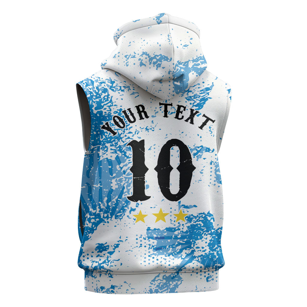 Personalized La Seleccion Argentina Soccer Sleeveless Hoodie Football Sun Of May Athletic Horse Mascot - Distressed Grunge Art