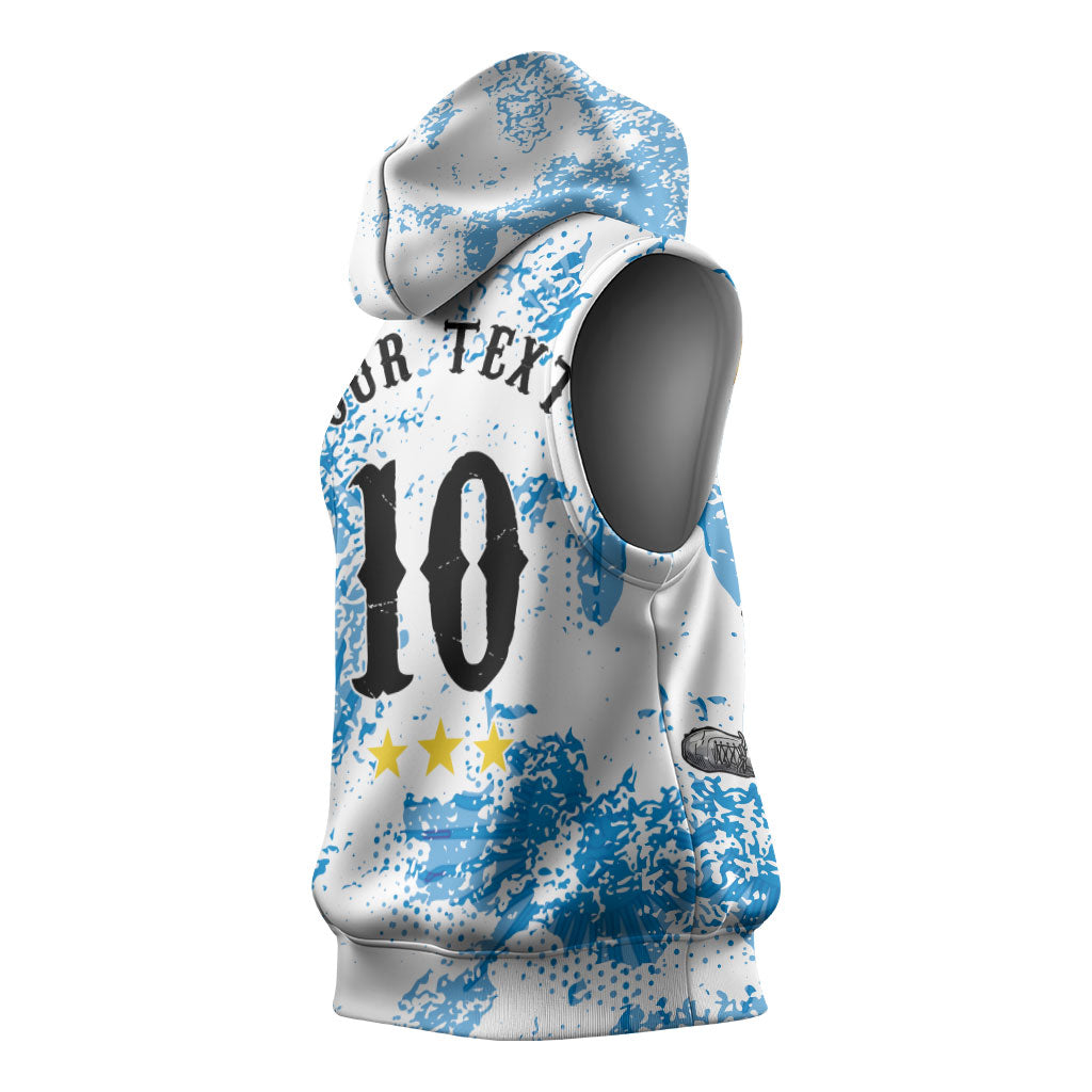Personalized La Seleccion Argentina Soccer Sleeveless Hoodie Football Sun Of May Athletic Horse Mascot - Distressed Grunge Art