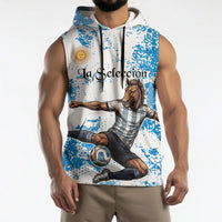 Personalized La Seleccion Argentina Soccer Sleeveless Hoodie Football Sun Of May Athletic Horse Mascot - Distressed Grunge Art
