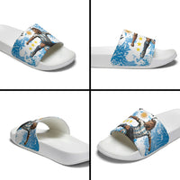Personalized La Seleccion Argentina Soccer Slide Sandals Football Sun Of May Athletic Horse Mascot - Distressed Grunge Art
