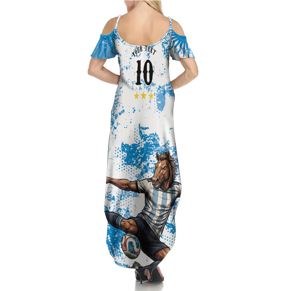 Personalized La Seleccion Argentina Soccer Summer Maxi Dress Football Sun Of May Athletic Horse Mascot - Distressed Grunge Art