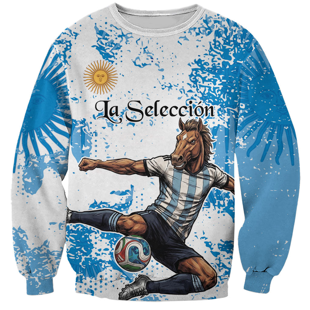 Personalized La Seleccion Argentina Soccer Sweatshirt Football Sun Of May Athletic Horse Mascot - Distressed Grunge Art