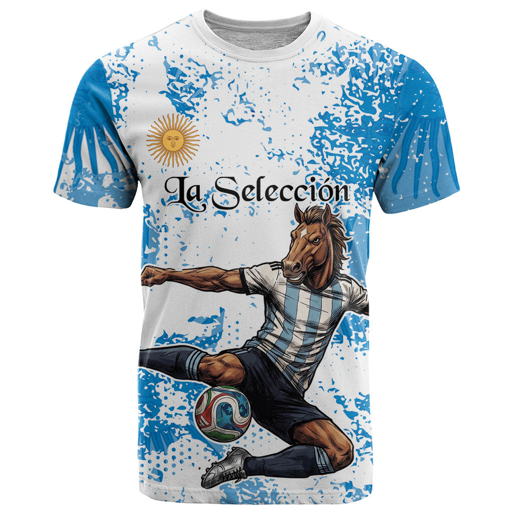 Personalized La Seleccion Argentina Soccer T Shirt Football Sun Of May Athletic Horse Mascot - Distressed Grunge Art