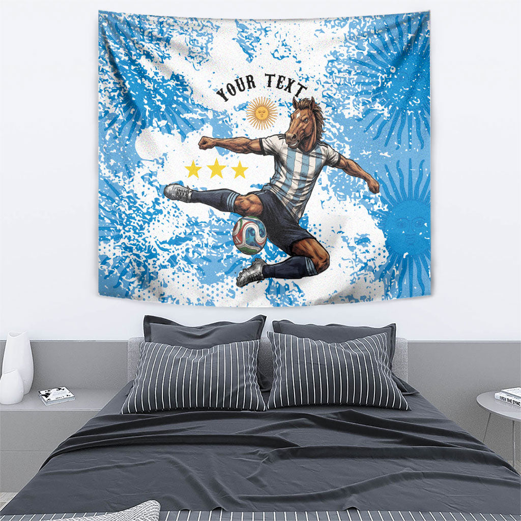 Personalized La Seleccion Argentina Soccer Tapestry Football Sun Of May Athletic Horse Mascot - Distressed Grunge Art