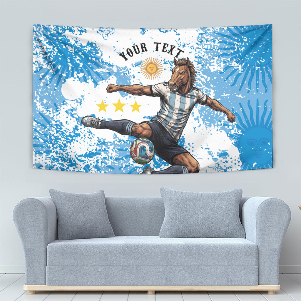 Personalized La Seleccion Argentina Soccer Tapestry Football Sun Of May Athletic Horse Mascot - Distressed Grunge Art