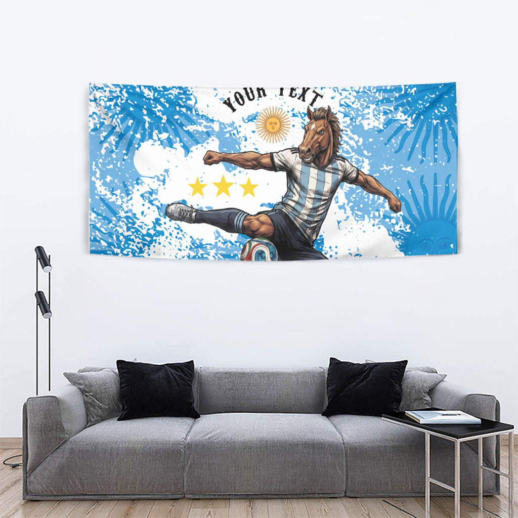 Personalized La Seleccion Argentina Soccer Tapestry Football Sun Of May Athletic Horse Mascot - Distressed Grunge Art