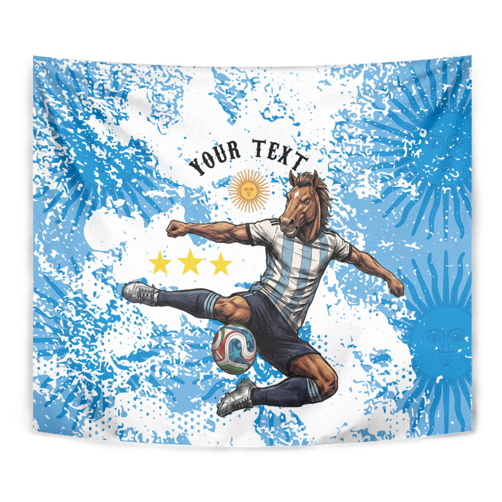 Personalized La Seleccion Argentina Soccer Tapestry Football Sun Of May Athletic Horse Mascot - Distressed Grunge Art