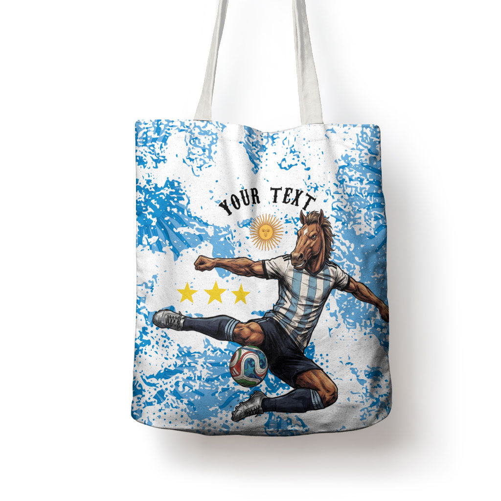 Personalized La Seleccion Argentina Soccer Tote Bag Football Sun Of May Athletic Horse Mascot - Distressed Grunge Art
