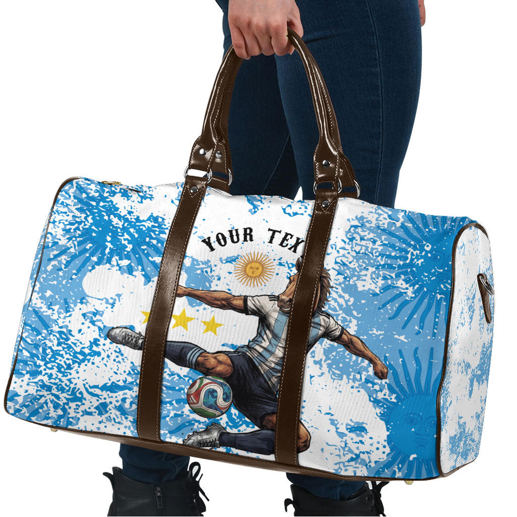 Personalized La Seleccion Argentina Soccer Travel Bag Football Sun Of May Athletic Horse Mascot - Distressed Grunge Art