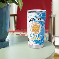 Personalized La Seleccion Argentina Soccer Tumbler Cup Football Sun Of May Athletic Horse Mascot - Distressed Grunge Art