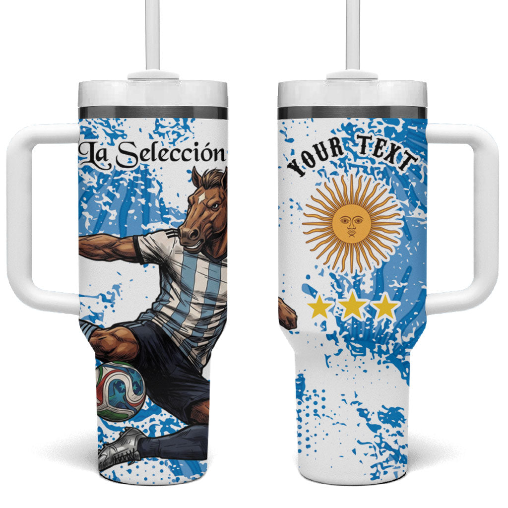 Personalized La Seleccion Argentina Soccer Tumbler With Handle Football Sun Of May Athletic Horse Mascot - Distressed Grunge Art