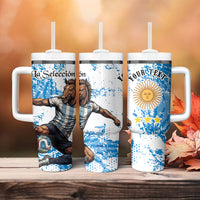 Personalized La Seleccion Argentina Soccer Tumbler With Handle Football Sun Of May Athletic Horse Mascot - Distressed Grunge Art