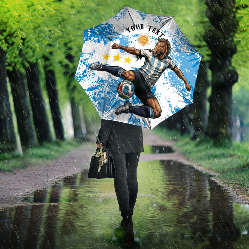 Personalized La Seleccion Argentina Soccer Umbrella Football Sun Of May Athletic Horse Mascot - Distressed Grunge Art