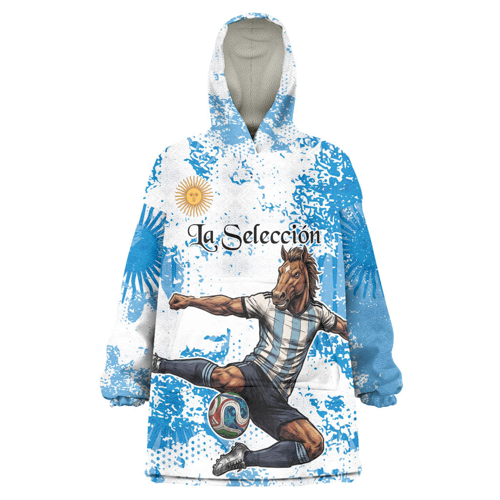 Personalized La Seleccion Argentina Soccer Wearable Blanket Hoodie Football Sun Of May Athletic Horse Mascot - Distressed Grunge Art