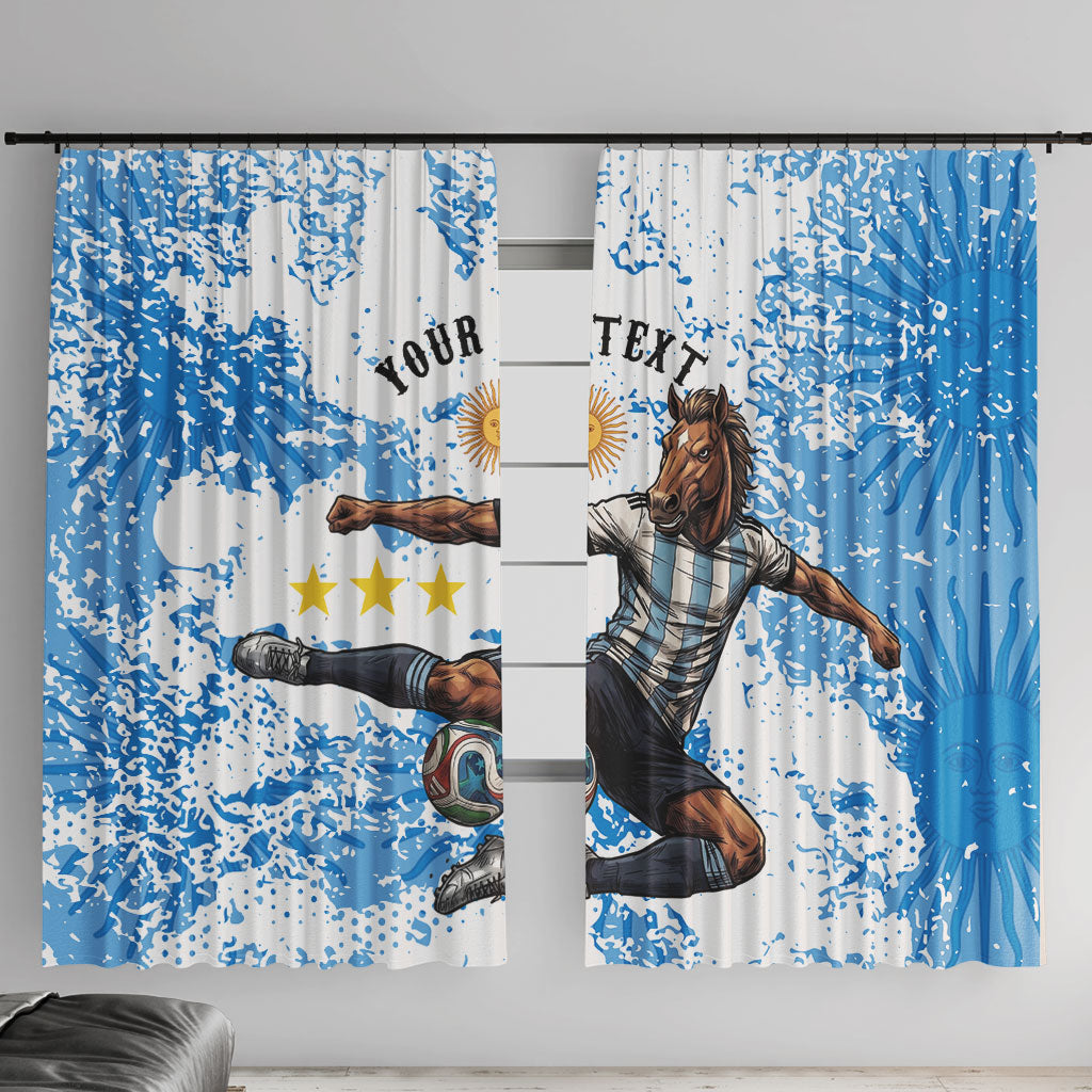 Personalized La Seleccion Argentina Soccer Window Curtain Football Sun Of May Athletic Horse Mascot - Distressed Grunge Art