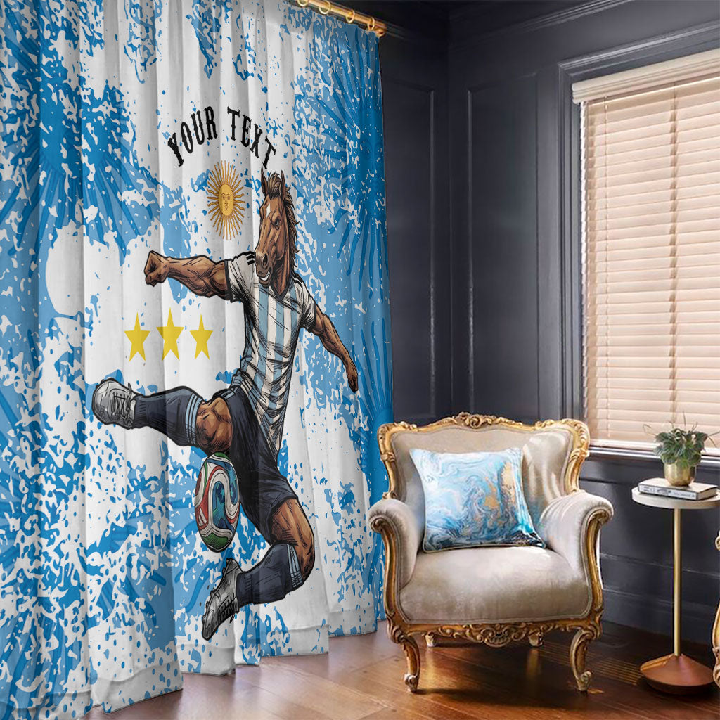 Personalized La Seleccion Argentina Soccer Window Curtain Football Sun Of May Athletic Horse Mascot - Distressed Grunge Art