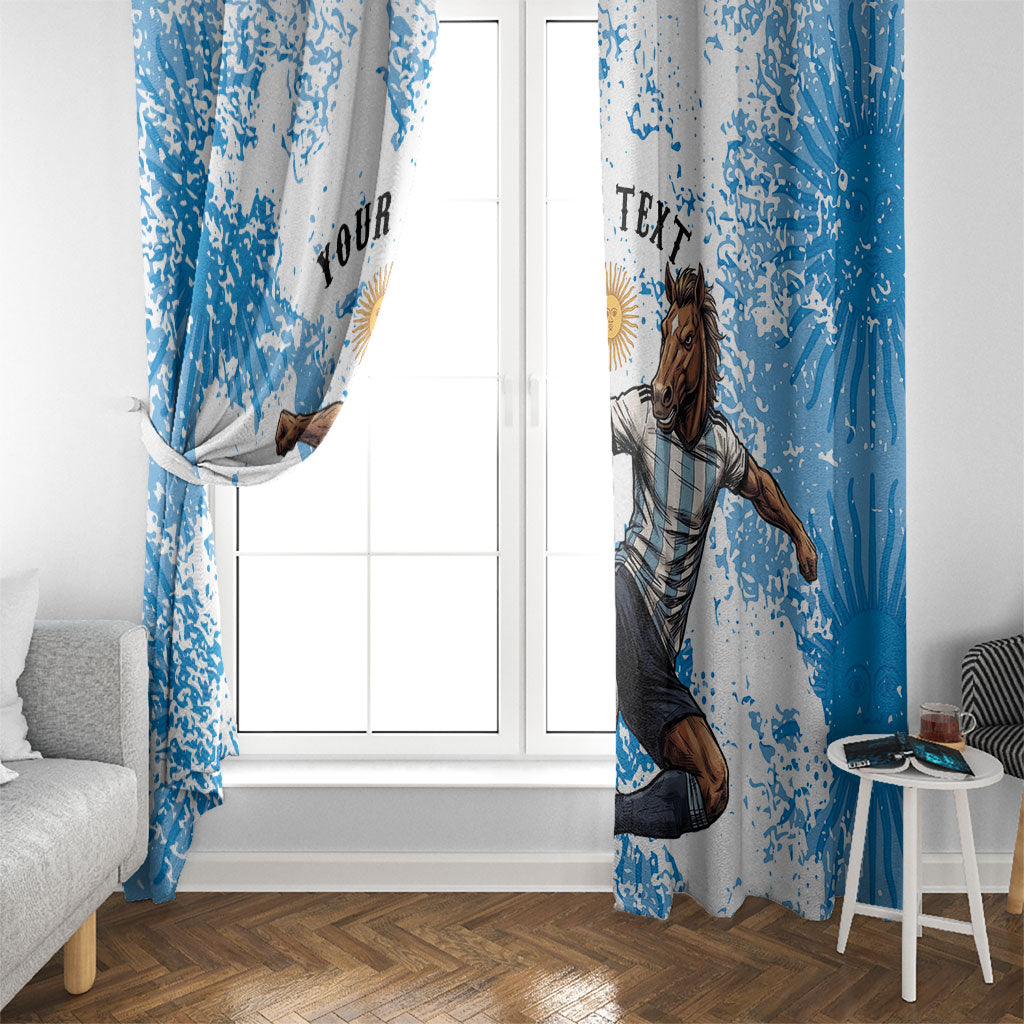Personalized La Seleccion Argentina Soccer Window Curtain Football Sun Of May Athletic Horse Mascot - Distressed Grunge Art