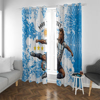 Personalized La Seleccion Argentina Soccer Window Curtain Football Sun Of May Athletic Horse Mascot - Distressed Grunge Art