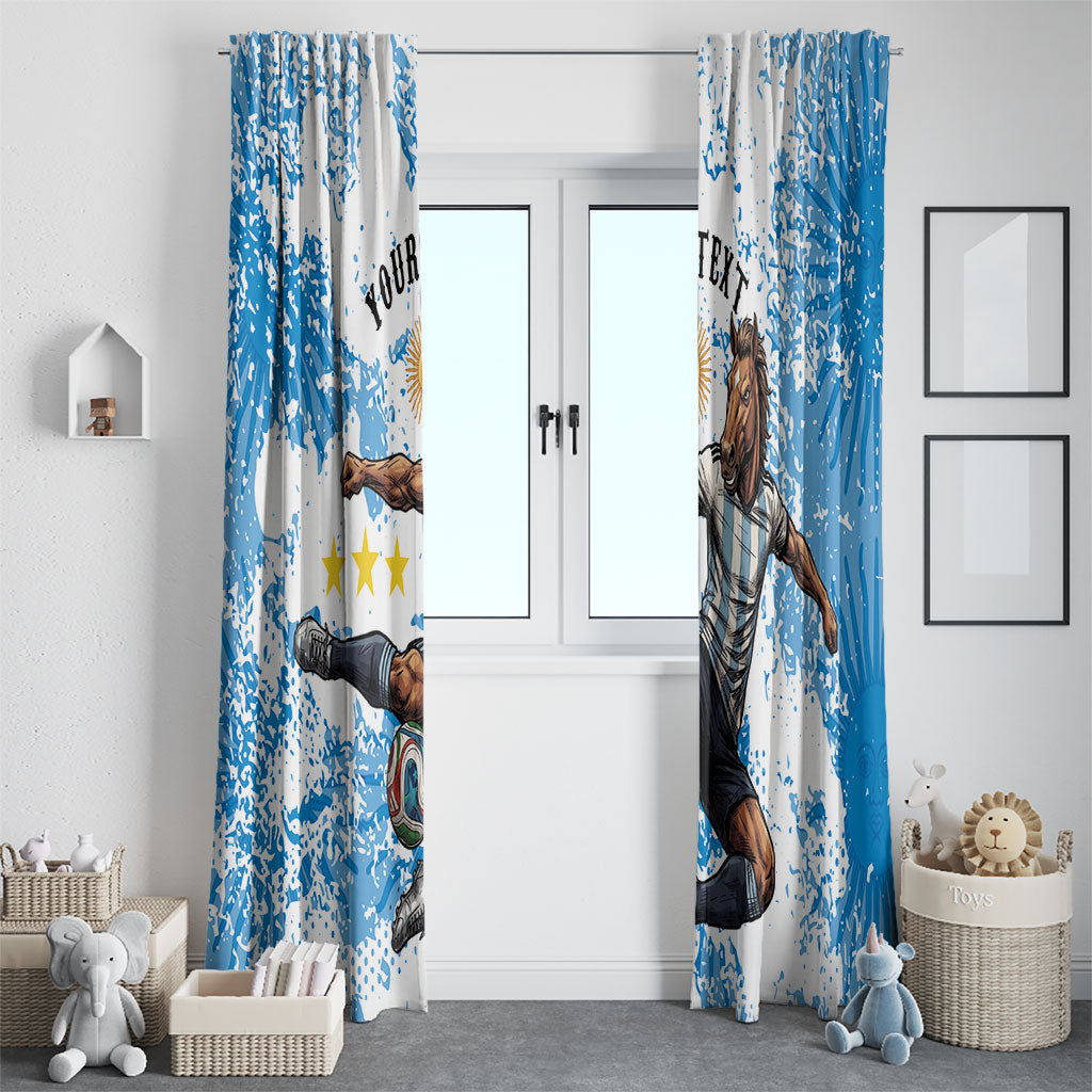 Personalized La Seleccion Argentina Soccer Window Curtain Football Sun Of May Athletic Horse Mascot - Distressed Grunge Art