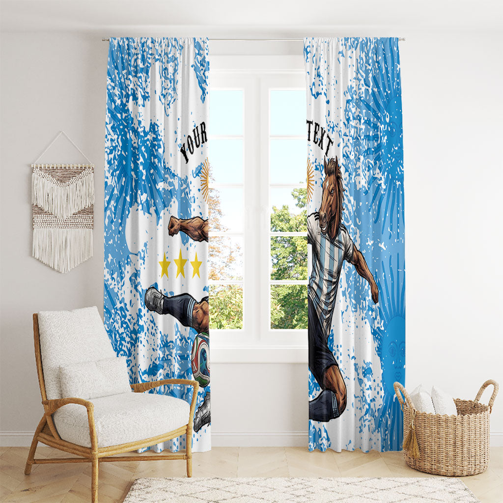 Personalized La Seleccion Argentina Soccer Window Curtain Football Sun Of May Athletic Horse Mascot - Distressed Grunge Art