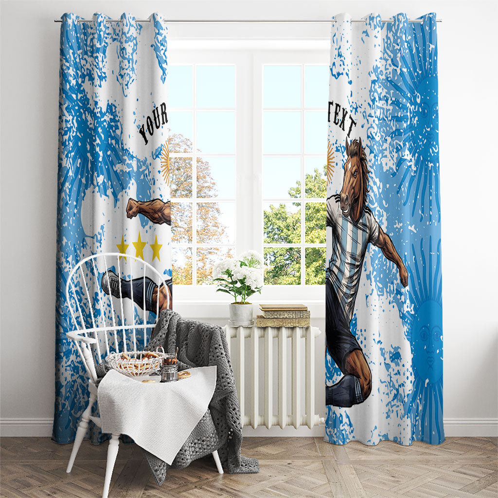 Personalized La Seleccion Argentina Soccer Window Curtain Football Sun Of May Athletic Horse Mascot - Distressed Grunge Art