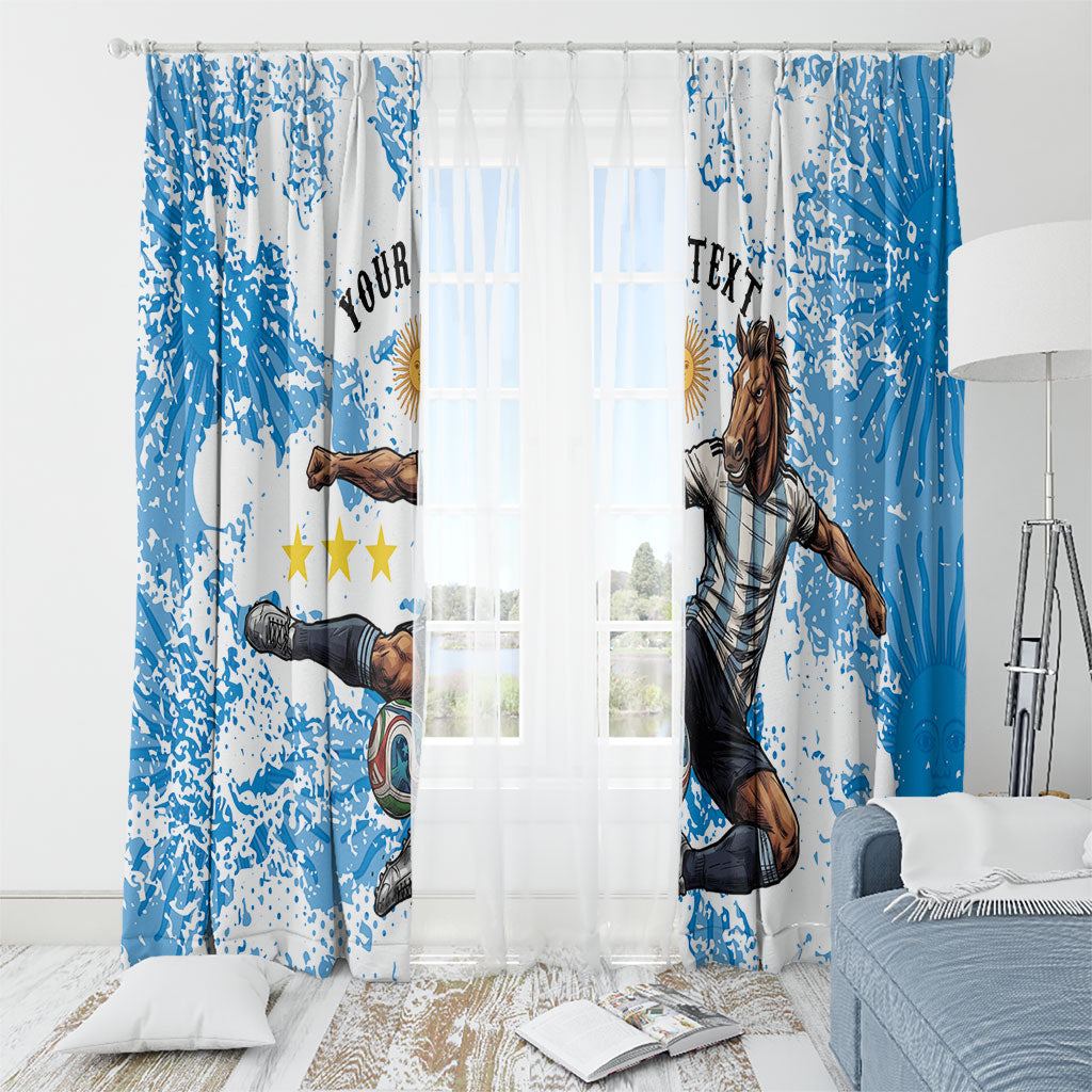 Personalized La Seleccion Argentina Soccer Window Curtain Football Sun Of May Athletic Horse Mascot - Distressed Grunge Art