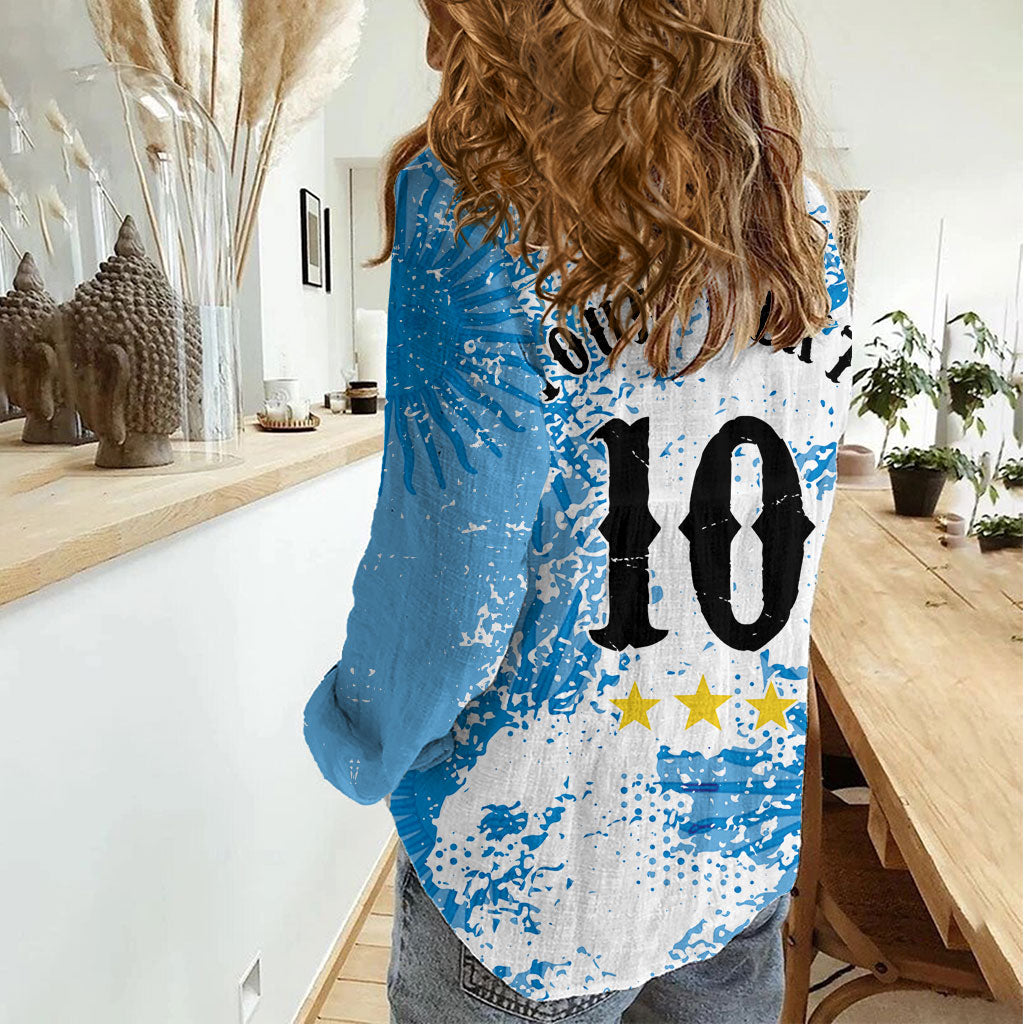 Personalized La Seleccion Argentina Soccer Women Casual Shirt Football Sun Of May Athletic Horse Mascot - Distressed Grunge Art
