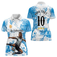 Personalized La Seleccion Argentina Soccer Women Polo Shirt Football Sun Of May Athletic Horse Mascot - Distressed Grunge Art