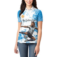 Personalized La Seleccion Argentina Soccer Women Polo Shirt Football Sun Of May Athletic Horse Mascot - Distressed Grunge Art
