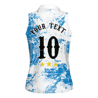 Personalized La Seleccion Argentina Soccer Women Sleeveless Polo Shirt Football Sun Of May Athletic Horse Mascot - Distressed Grunge Art