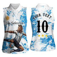 Personalized La Seleccion Argentina Soccer Women Sleeveless Polo Shirt Football Sun Of May Athletic Horse Mascot - Distressed Grunge Art