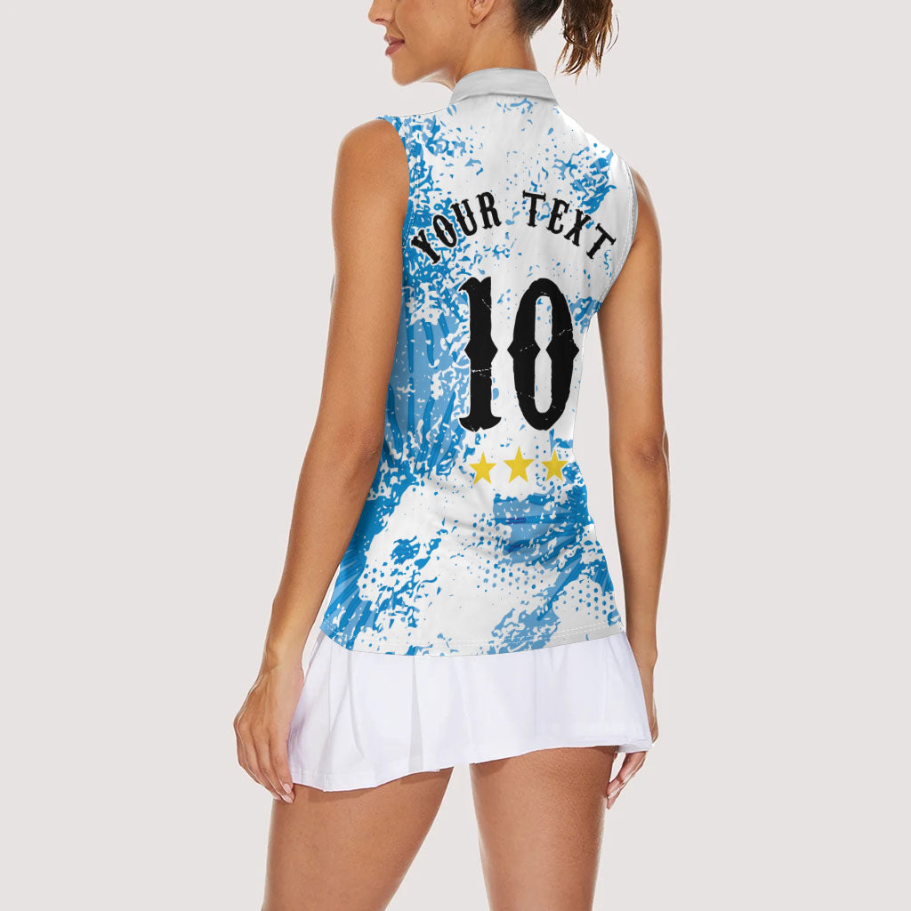 Personalized La Seleccion Argentina Soccer Women Sleeveless Polo Shirt Football Sun Of May Athletic Horse Mascot - Distressed Grunge Art