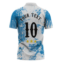 Personalized La Seleccion Argentina Soccer Zipper Polo Shirt Football Sun Of May Athletic Horse Mascot - Distressed Grunge Art
