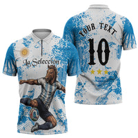 Personalized La Seleccion Argentina Soccer Zipper Polo Shirt Football Sun Of May Athletic Horse Mascot - Distressed Grunge Art