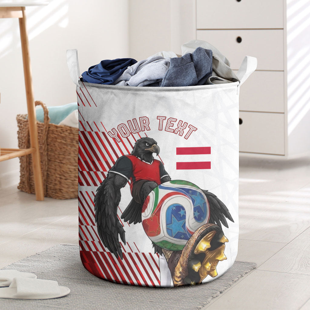 Personalized Austria Football Laundry Basket Unsere Burschen Striped Graphic With Action Player