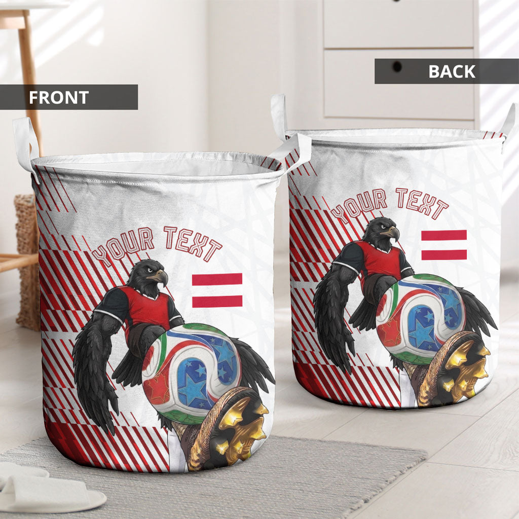 Personalized Austria Football Laundry Basket Unsere Burschen Striped Graphic With Action Player