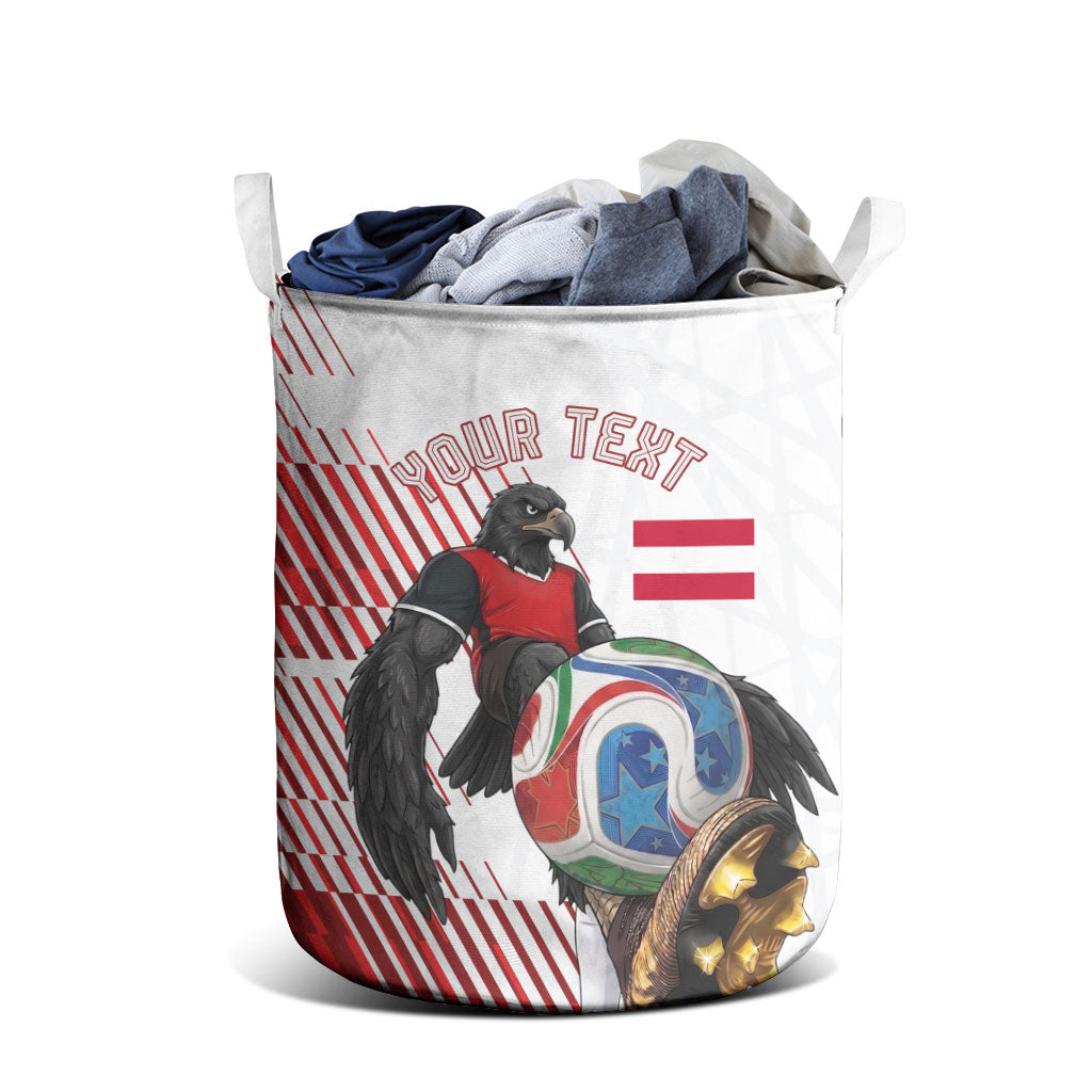 Personalized Austria Football Laundry Basket Unsere Burschen Striped Graphic With Action Player