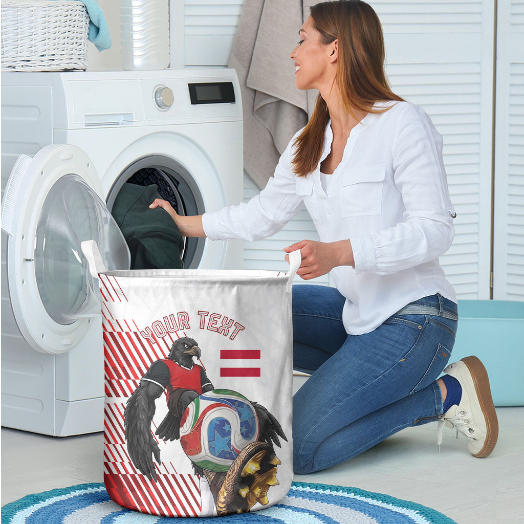 Personalized Austria Football Laundry Basket Unsere Burschen Striped Graphic With Action Player