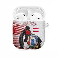 Personalized Austria Football AirPods Case Unsere Burschen Striped Graphic With Action Player