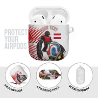 Personalized Austria Football AirPods Case Unsere Burschen Striped Graphic With Action Player
