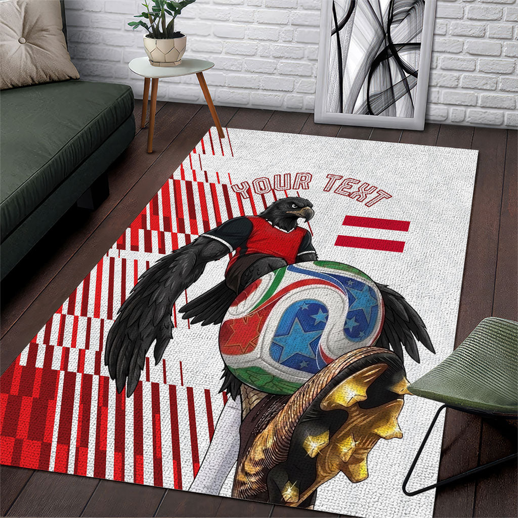 Personalized Austria Football Area Rug Unsere Burschen Striped Graphic With Action Player