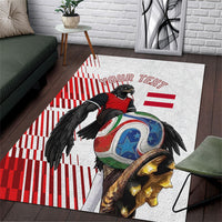 Personalized Austria Football Area Rug Unsere Burschen Striped Graphic With Action Player