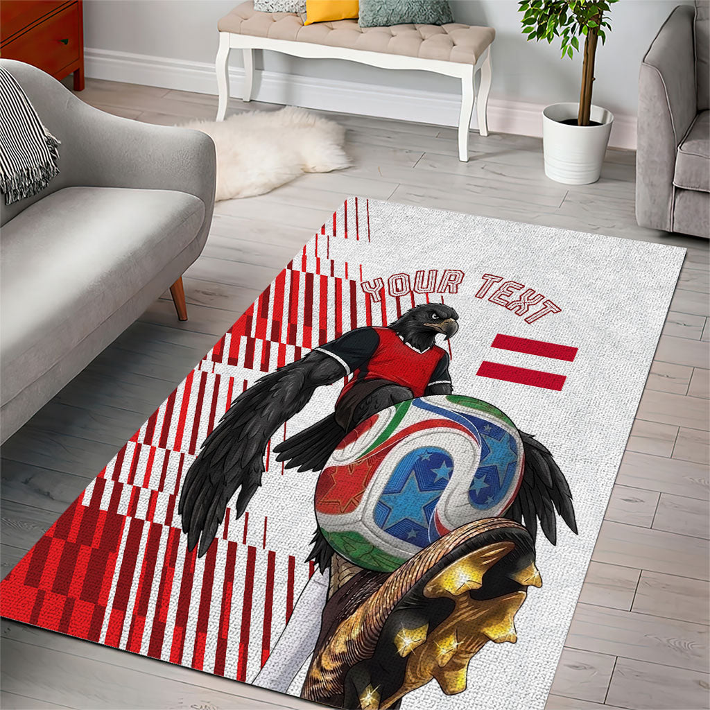 Personalized Austria Football Area Rug Unsere Burschen Striped Graphic With Action Player
