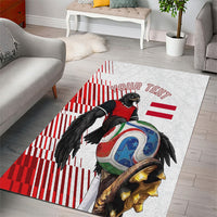 Personalized Austria Football Area Rug Unsere Burschen Striped Graphic With Action Player