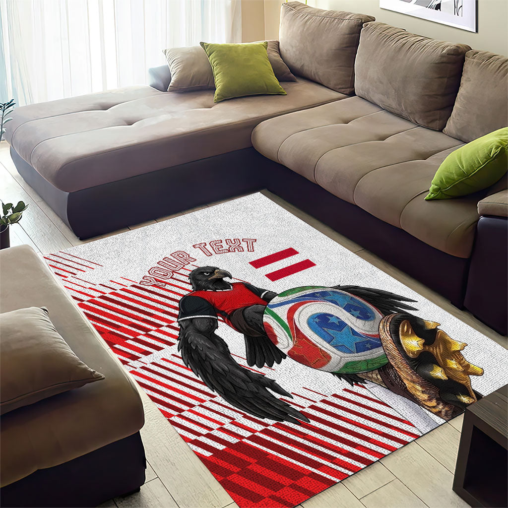 Personalized Austria Football Area Rug Unsere Burschen Striped Graphic With Action Player