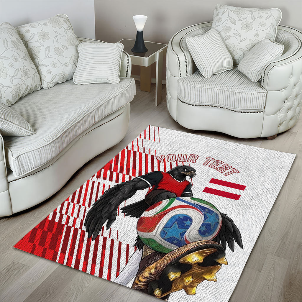 Personalized Austria Football Area Rug Unsere Burschen Striped Graphic With Action Player