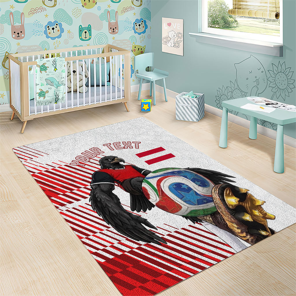Personalized Austria Football Area Rug Unsere Burschen Striped Graphic With Action Player