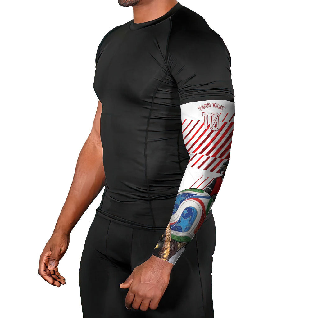 Personalized Austria Football Arm Sleeves Unsere Burschen Striped Graphic With Action Player