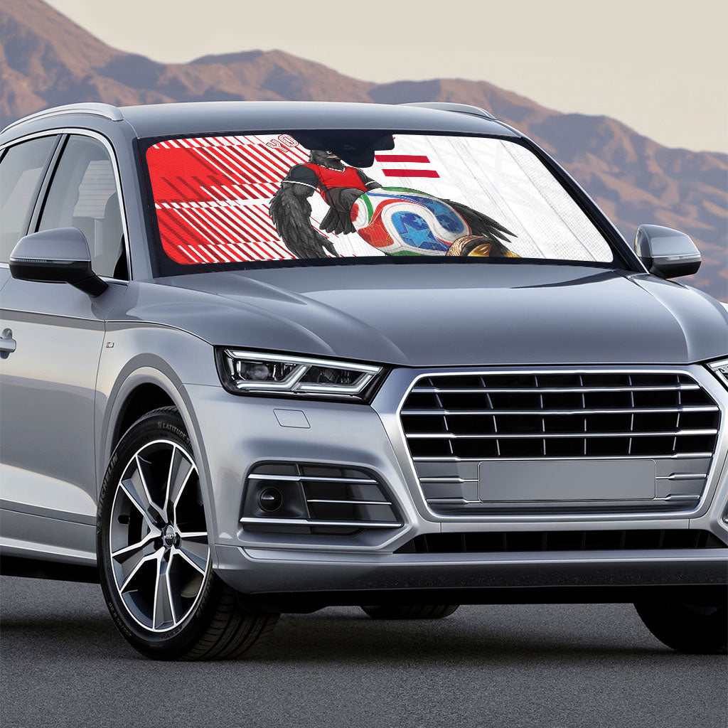 Personalized Austria Football Auto Sun Shade Unsere Burschen Striped Graphic With Action Player